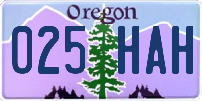 OR license plate 025HAH