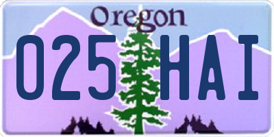 OR license plate 025HAI