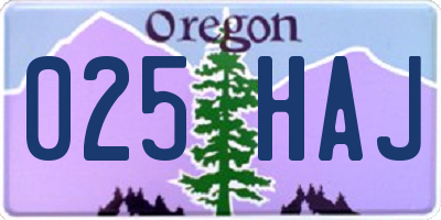 OR license plate 025HAJ