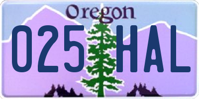 OR license plate 025HAL