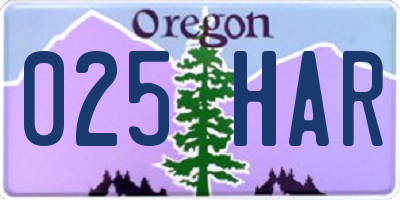 OR license plate 025HAR