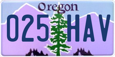 OR license plate 025HAV