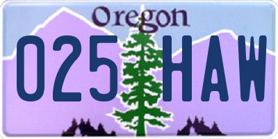 OR license plate 025HAW