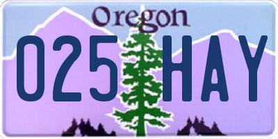 OR license plate 025HAY