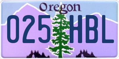 OR license plate 025HBL