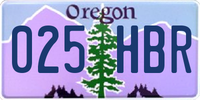 OR license plate 025HBR