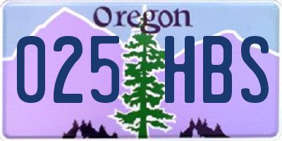 OR license plate 025HBS