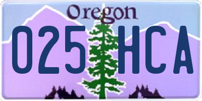 OR license plate 025HCA