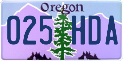 OR license plate 025HDA