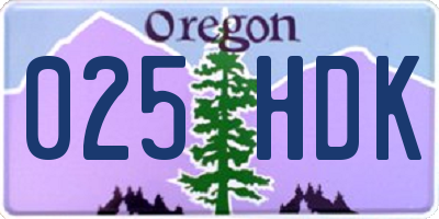 OR license plate 025HDK