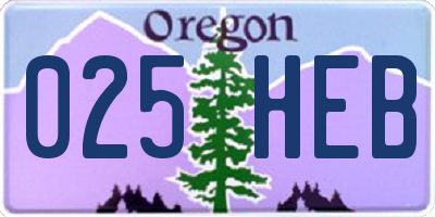 OR license plate 025HEB
