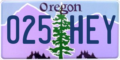 OR license plate 025HEY