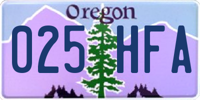 OR license plate 025HFA