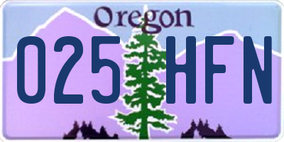 OR license plate 025HFN