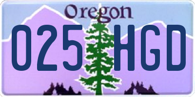 OR license plate 025HGD