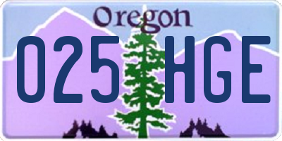 OR license plate 025HGE
