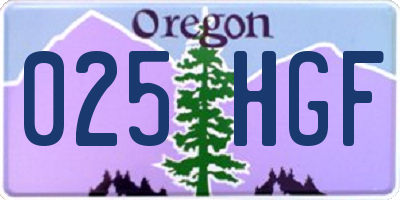 OR license plate 025HGF