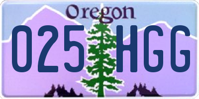 OR license plate 025HGG