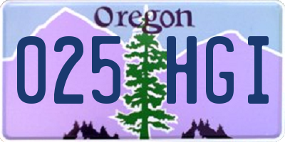 OR license plate 025HGI