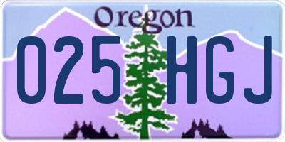 OR license plate 025HGJ