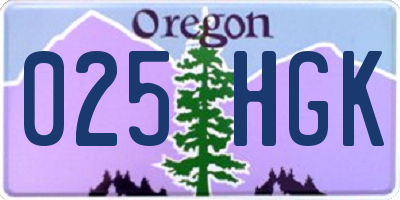 OR license plate 025HGK