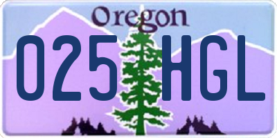 OR license plate 025HGL