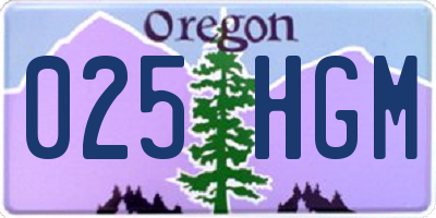 OR license plate 025HGM