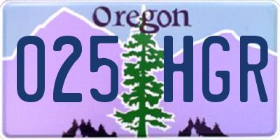 OR license plate 025HGR