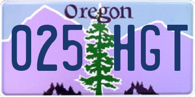OR license plate 025HGT