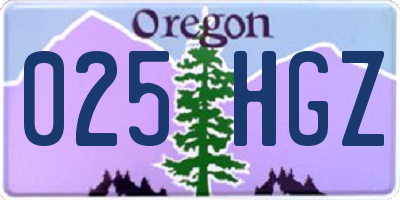 OR license plate 025HGZ