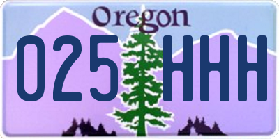 OR license plate 025HHH