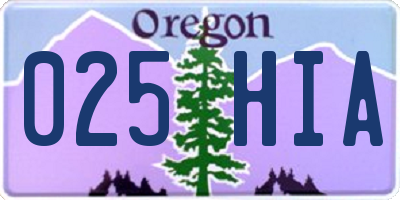 OR license plate 025HIA