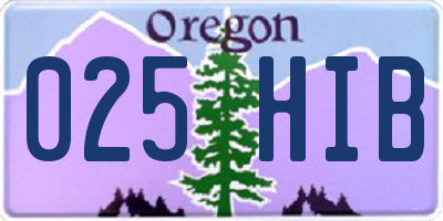 OR license plate 025HIB
