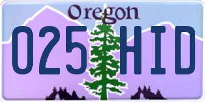 OR license plate 025HID