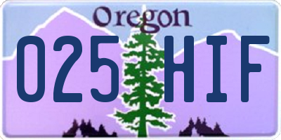 OR license plate 025HIF