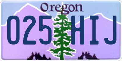 OR license plate 025HIJ