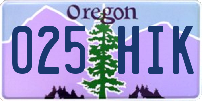 OR license plate 025HIK