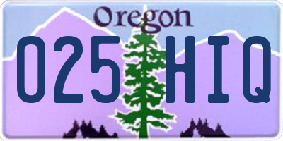 OR license plate 025HIQ