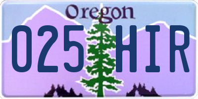 OR license plate 025HIR