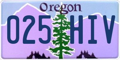 OR license plate 025HIV
