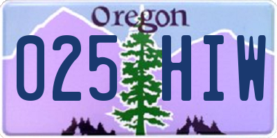 OR license plate 025HIW