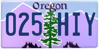OR license plate 025HIY