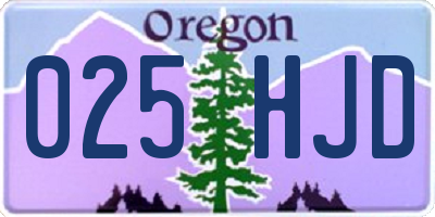 OR license plate 025HJD