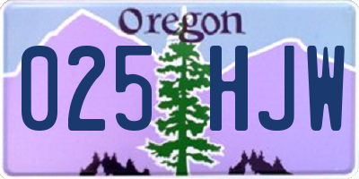 OR license plate 025HJW