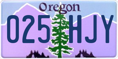 OR license plate 025HJY