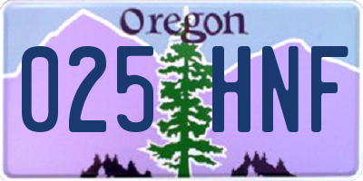 OR license plate 025HNF