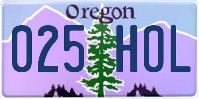 OR license plate 025HOL