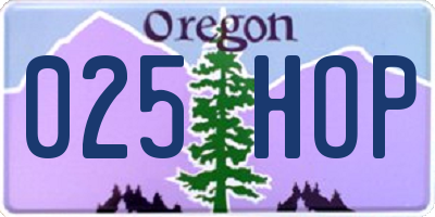 OR license plate 025HOP