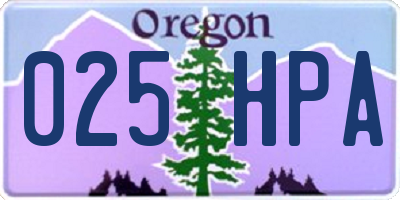 OR license plate 025HPA