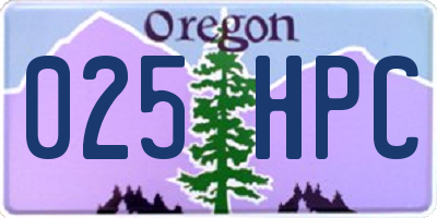 OR license plate 025HPC